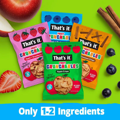 That's it. Fruit Crunchables Variety Pack, Fruit Snacks for Kids, 100% Fruit Crisps, Plant - Based, Non - GMO, Gluten - Free, No Sugar Added (16 Pack) - Fresh Hearth