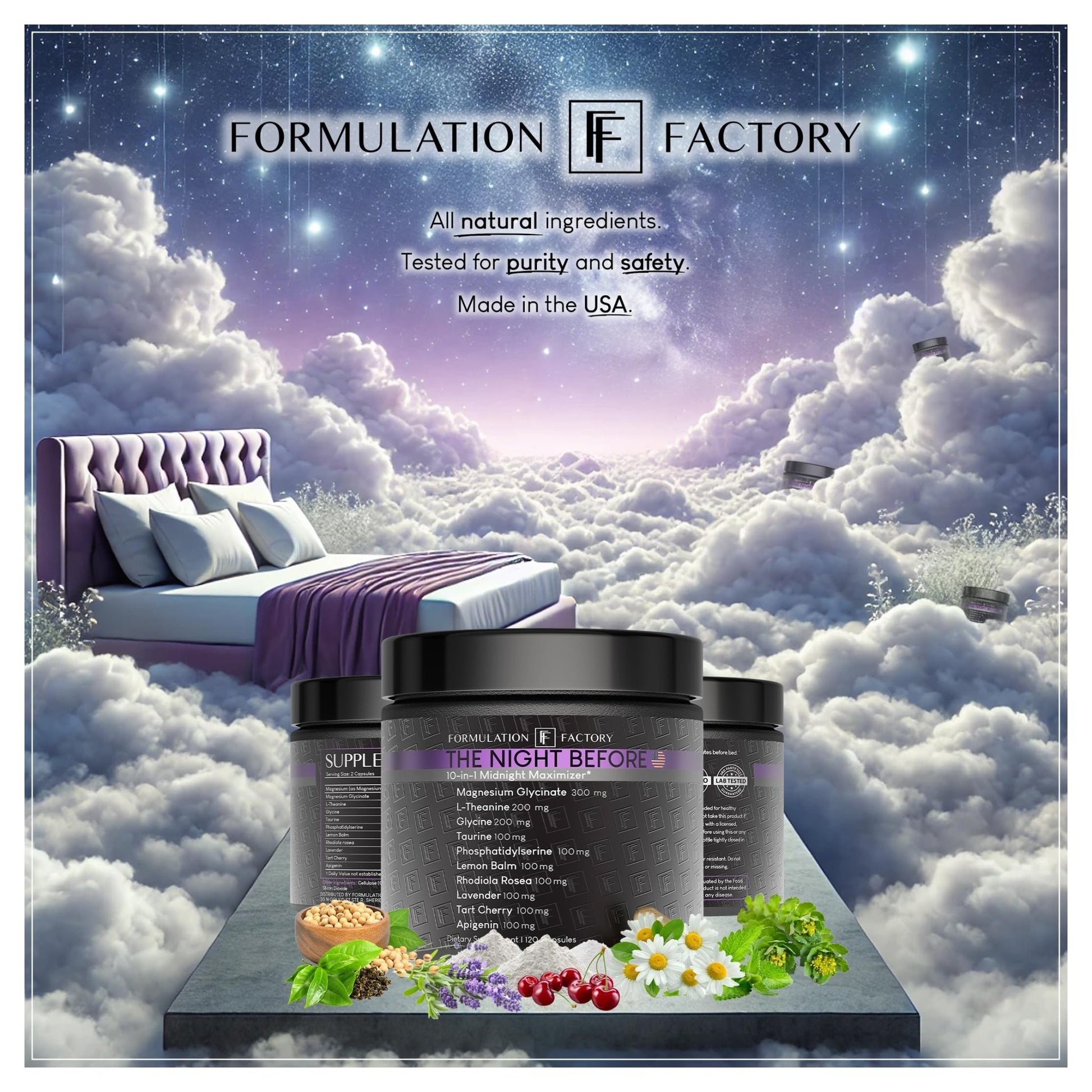 The Night Before 10 - in - 1 Midnight Maximizer Sleep Aid, Stress Relief, Cognition, Relaxation, Recovery, Focus, Magnesium Glycinate, L - Theanine & More, (120 Capsules – 2 Month Supply) - Fresh Hearth