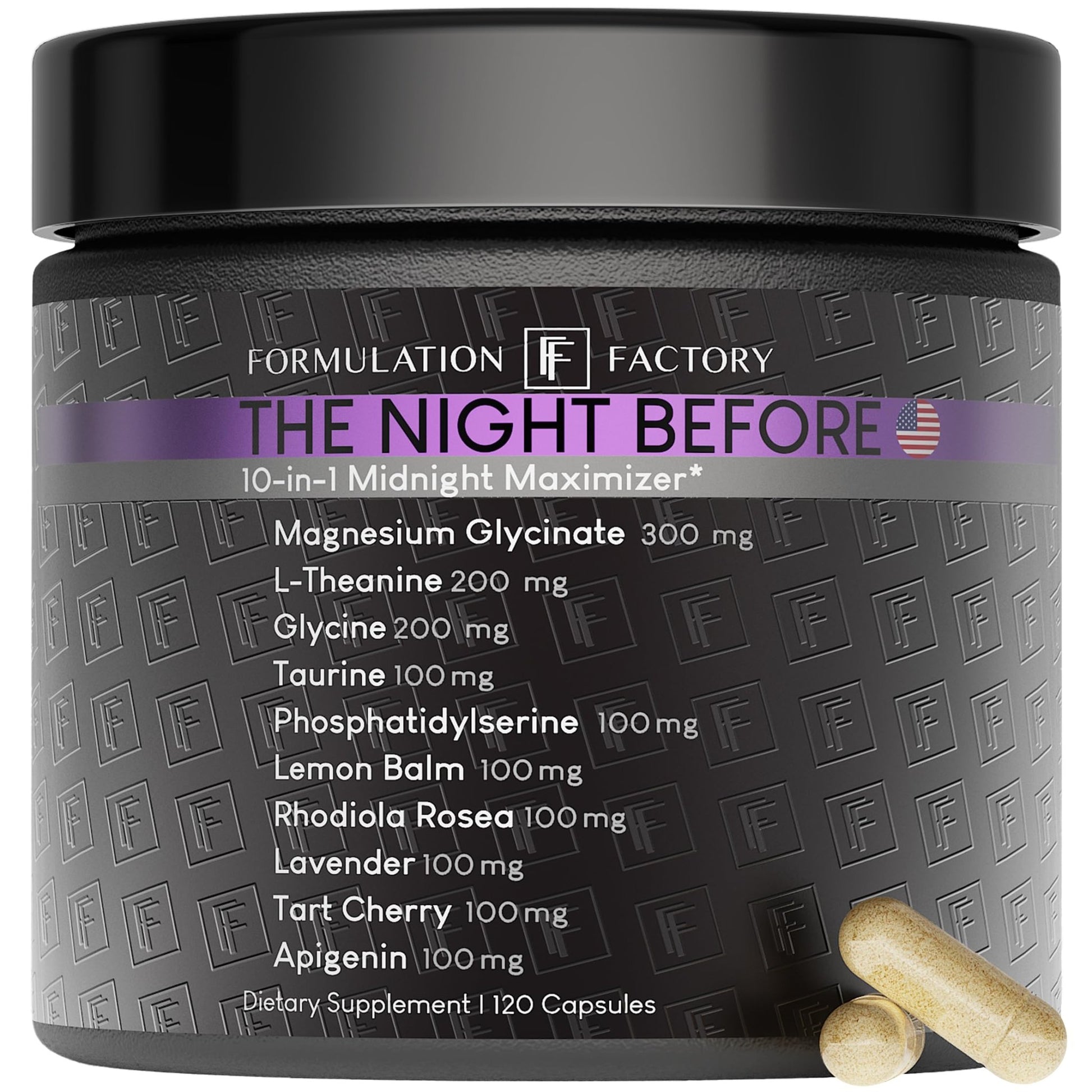 The Night Before 10 - in - 1 Midnight Maximizer Sleep Aid, Stress Relief, Cognition, Relaxation, Recovery, Focus, Magnesium Glycinate, L - Theanine & More, (120 Capsules – 2 Month Supply) - Fresh Hearth