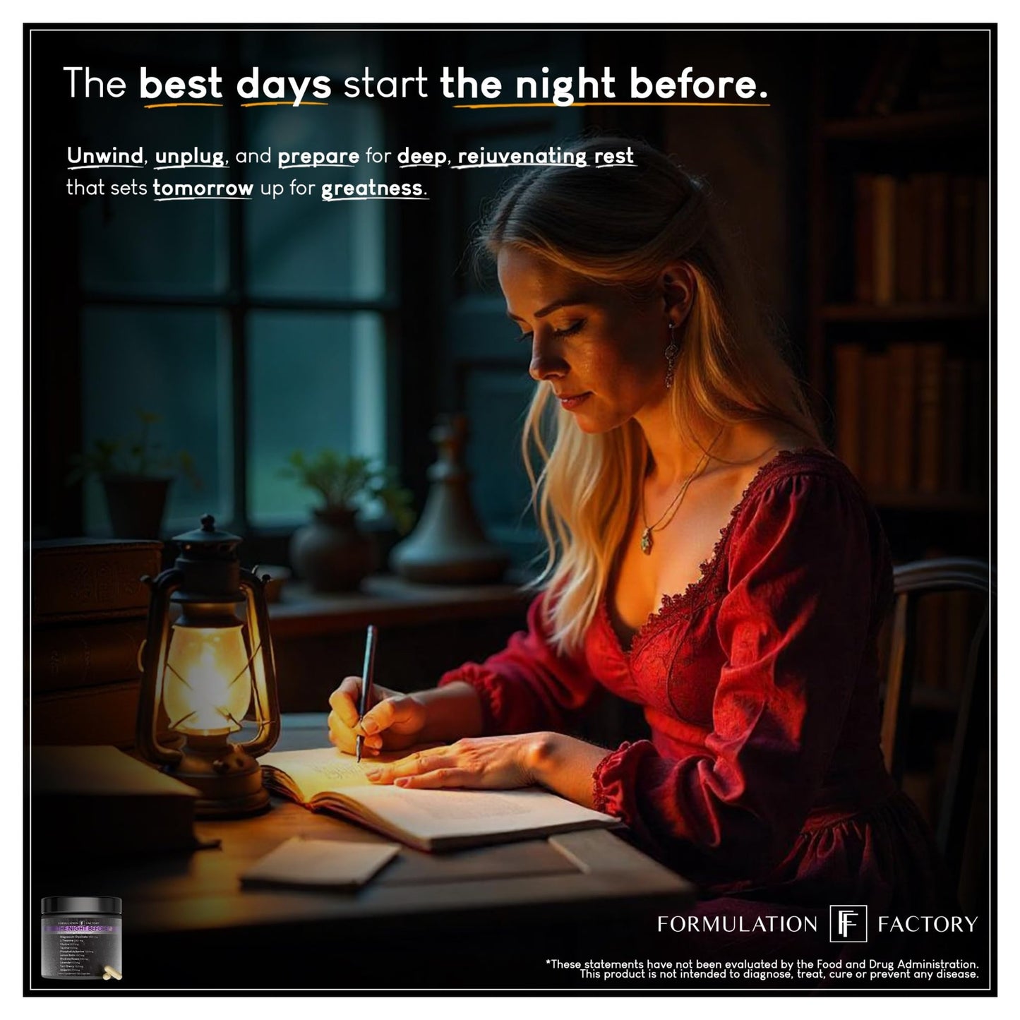 The Night Before 10 - in - 1 Midnight Maximizer Sleep Aid, Stress Relief, Cognition, Relaxation, Recovery, Focus, Magnesium Glycinate, L - Theanine & More, (120 Capsules – 2 Month Supply) - Fresh Hearth