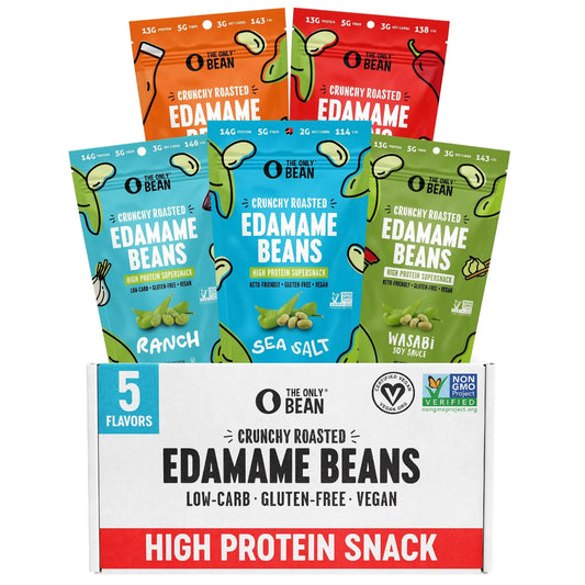 The Only Bean Crunchy Roasted Edamame Bean Snacks (5 Flavors), Healthy Snacks for Kids and Adults, High Protein Snacks, Low Carb Snack, Keto - Friendly, Gluten - Free, Vegan, 4 Ounce (Pack of 5) - Fresh Hearth