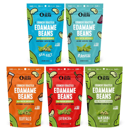 The Only Bean Crunchy Roasted Edamame Bean Snacks (5 Flavors), Healthy Snacks for Kids and Adults, High Protein Snacks, Low Carb Snack, Keto - Friendly, Gluten - Free, Vegan, 4 Ounce (Pack of 5) - Fresh Hearth