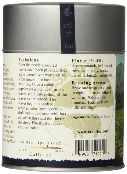 The Tao of Tea, Golden Tips Assam Black Tea, Loose Leaf, 3.5 Ounce Tin - Fresh Hearth