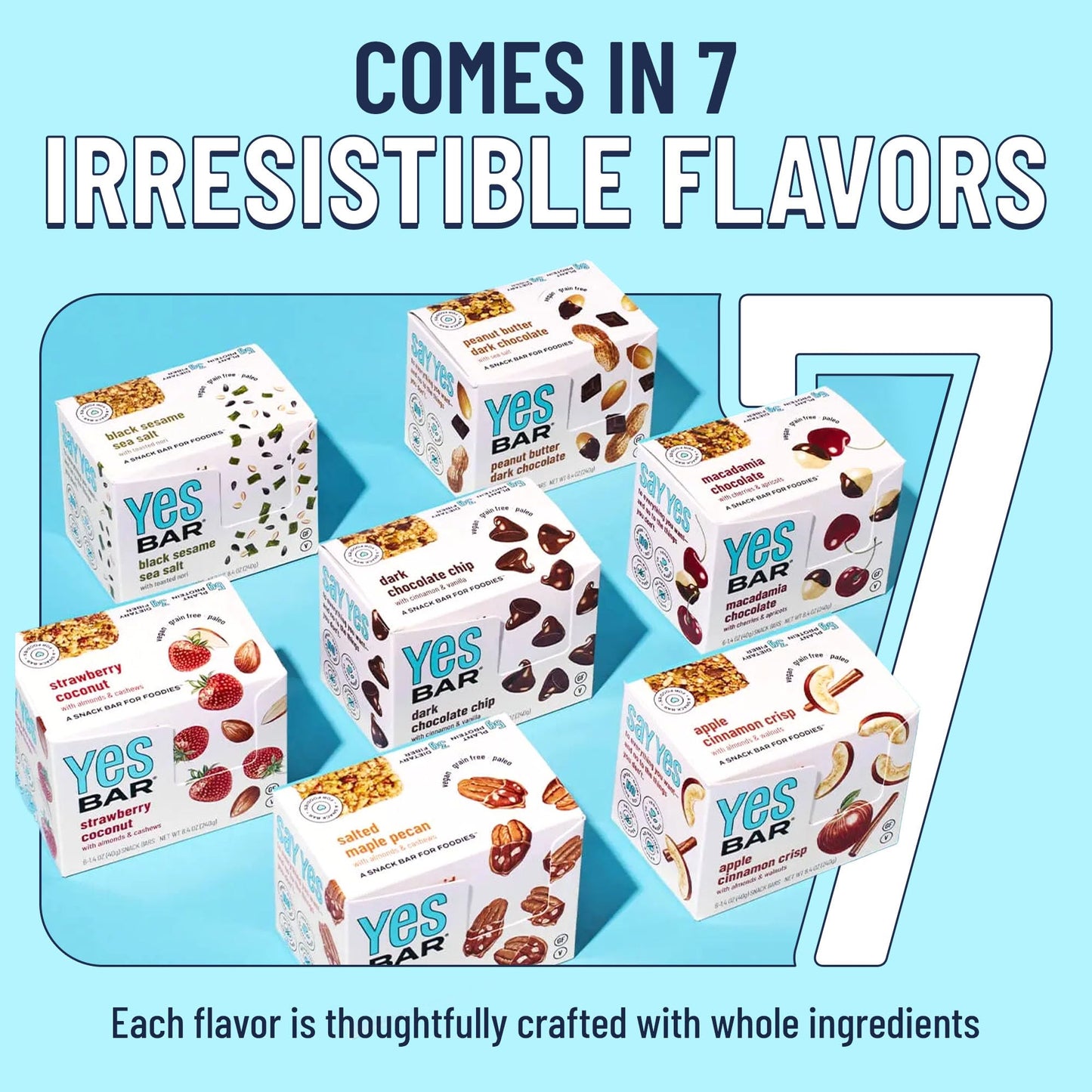 The YES Bar – Six Flavor Variety Pack – Plant Based Protein, Decadent Snack Bar – Vegan, Paleo, Gluten Free, Dairy Free, Low Sugar, Healthy Snack, Breakfast, Low Carb, Keto Friendly (Pack of 6) - Fresh Hearth