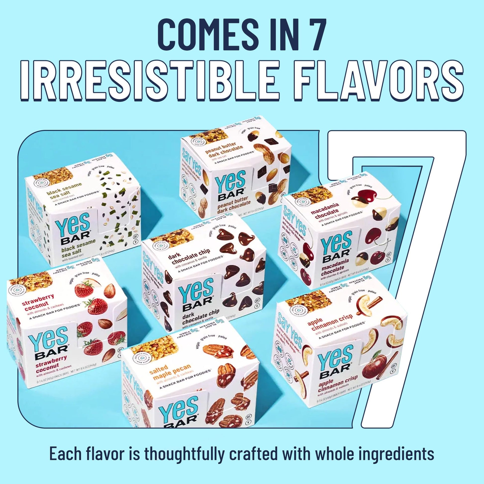 The YES Bar – Six Flavor Variety Pack – Plant Based Protein, Decadent Snack Bar – Vegan, Paleo, Gluten Free, Dairy Free, Low Sugar, Healthy Snack, Breakfast, Low Carb, Keto Friendly (Pack of 6) - Fresh Hearth