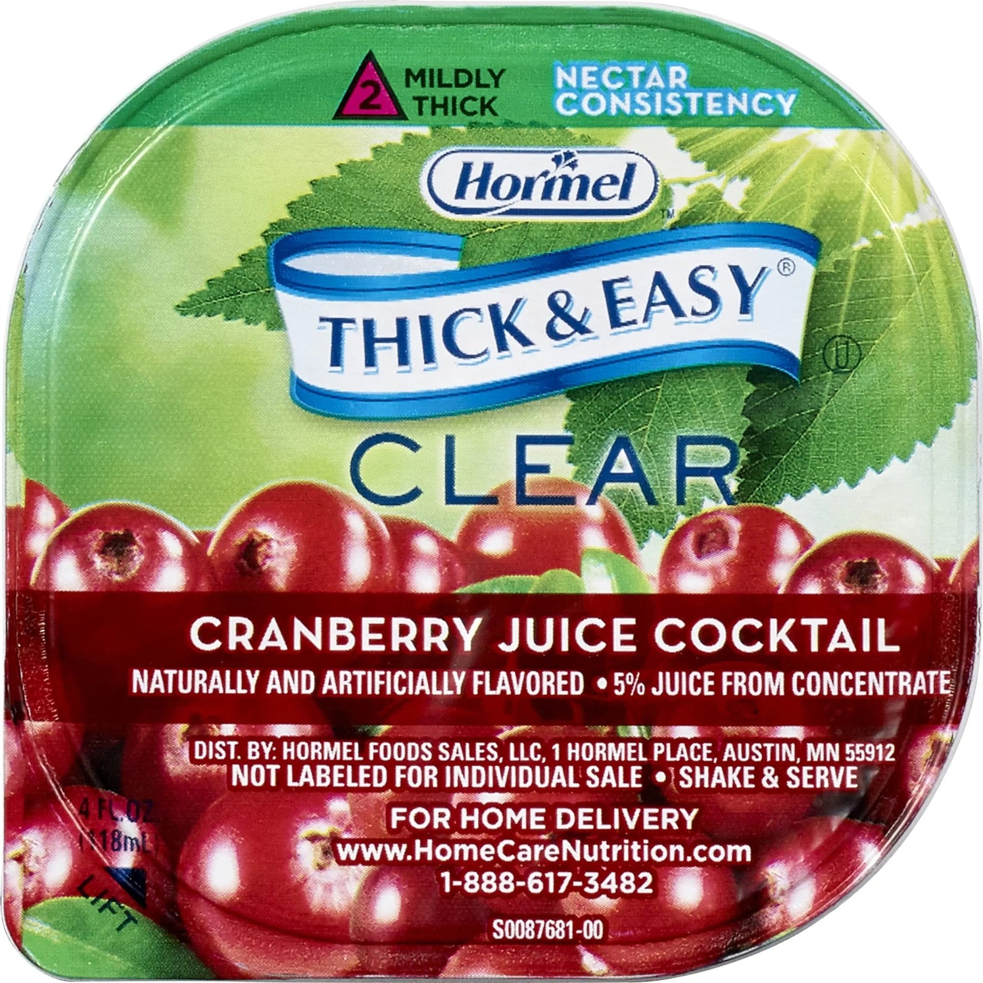 Thick & Easy Clear Thickened Cranberry Juice Cocktail, Nectar Consistency, 4 Ounce (24 Packs) - Fresh Hearth