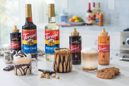 Torani Puremade Dessert & Drink Sauce Variety Pack, Chocolate Caramel, Dark Chocolate, White Chocolate & Caramel, 16.5 fl oz (Set of 4) - Fresh Hearth