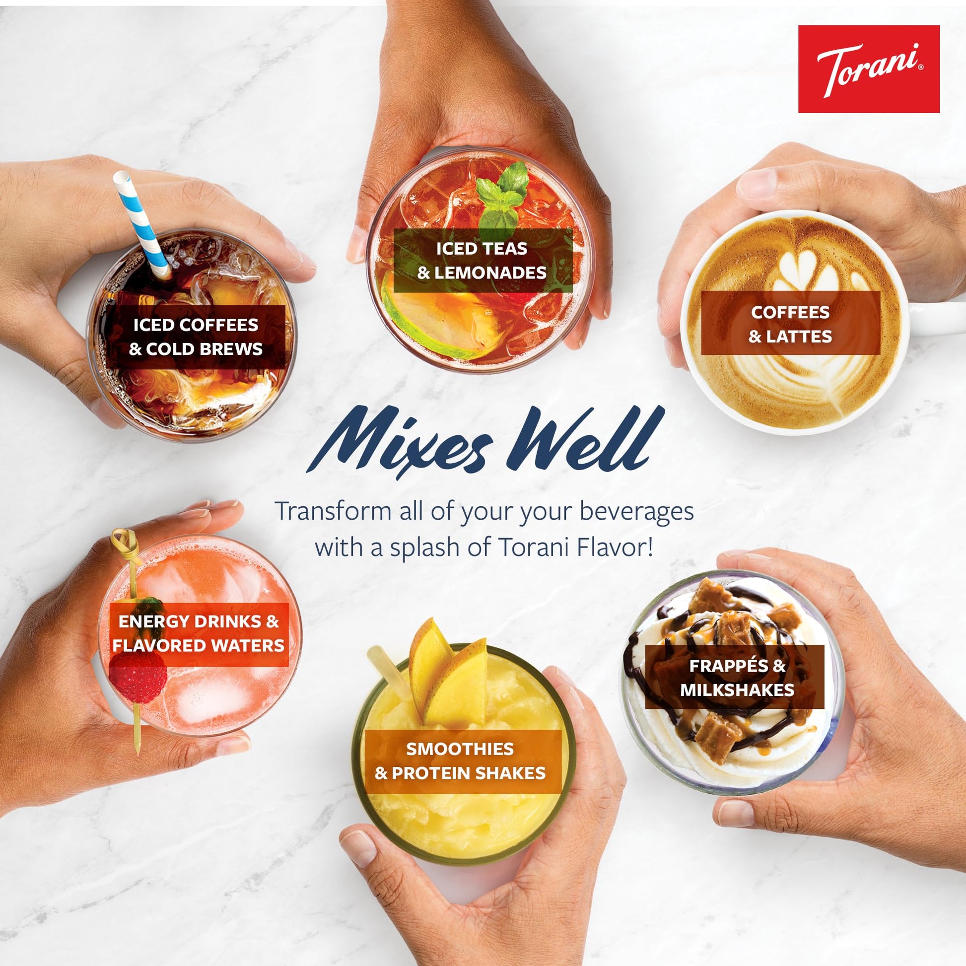 Torani Puremade Dessert & Drink Sauce Variety Pack, Chocolate Caramel, Dark Chocolate, White Chocolate & Caramel, 16.5 fl oz (Set of 4) - Fresh Hearth