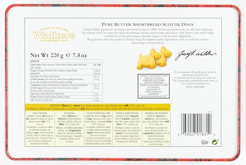 Walker's Shortbread Scottie Dog Shaped Cookies, All - Butter Shortbread Cookies, 7.8 Oz Gift Tin - Fresh Hearth