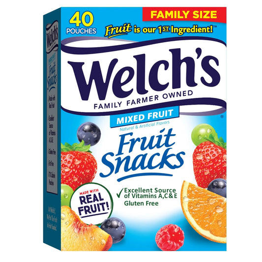 Welch's Fruit Snacks, Mixed Fruit Snack Box, Gluten Free, 0.8oz Snack Packs (Pack of 40) - Fresh Hearth