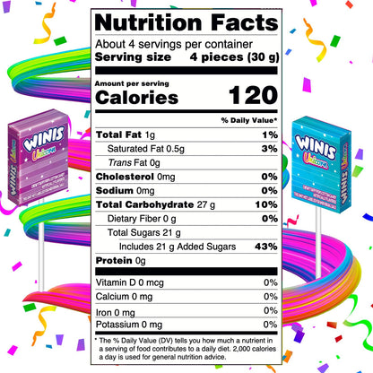 Winis Unicorn | Chewy Taffy Pops | Cotton Candy Flavored | Sharing Size 4.3 Oz Bag - 15 Pieces - 2 packs | Gifts, Holiday, Parties, Concessions, Pantry, Non - Melting, Party - Fresh Hearth