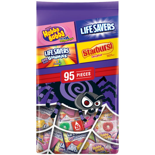 Wrigley's STARBURST, LIFE SAVERS, HUBBA BUBBA & LIFE SAVERS Gummies Halloween Candy Assortment, 95 Ct Bulk Bag - Fresh Hearth
