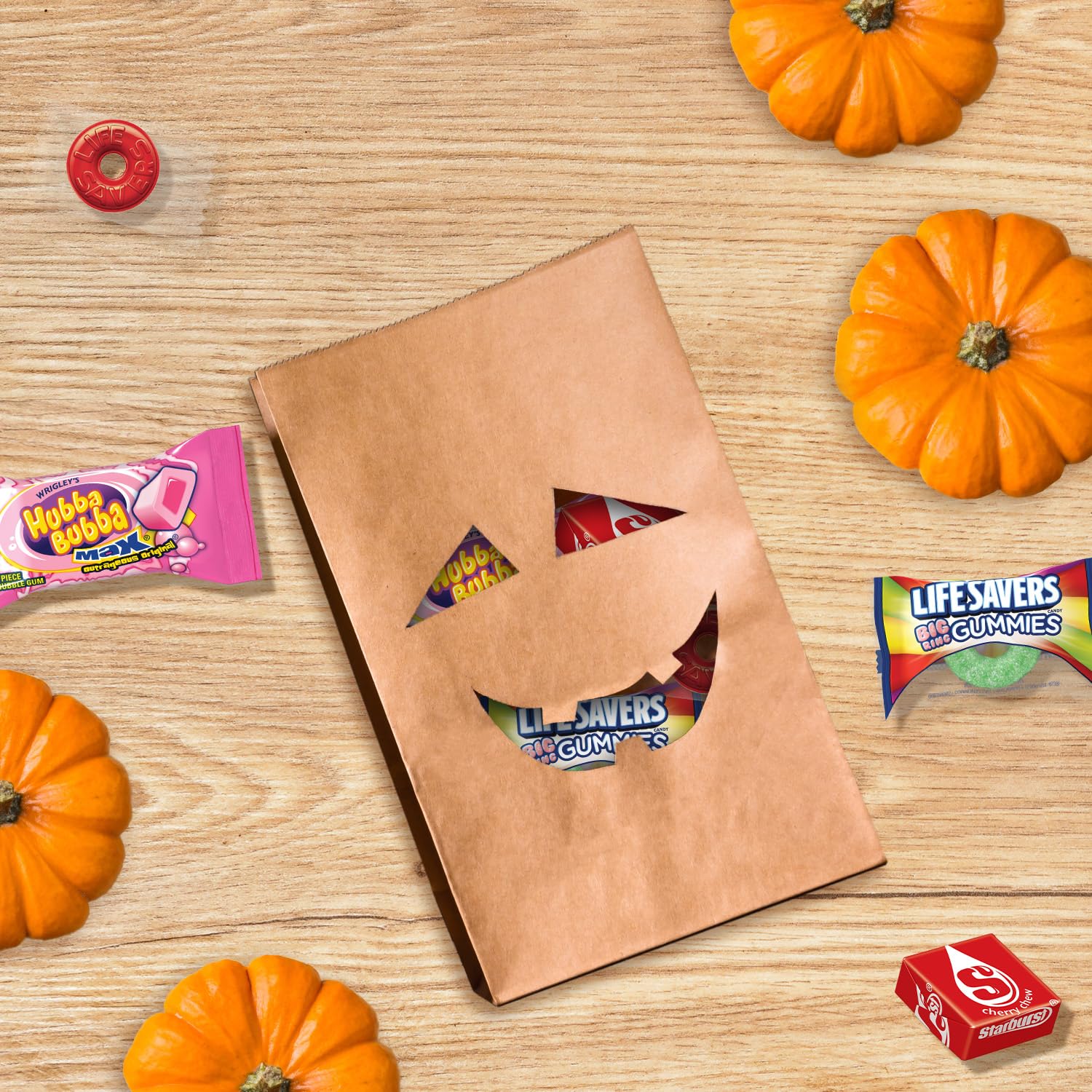 Wrigley's STARBURST, LIFE SAVERS, HUBBA BUBBA & LIFE SAVERS Gummies Halloween Candy Assortment, 95 Ct Bulk Bag - Fresh Hearth