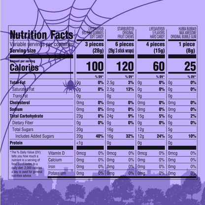Wrigley's STARBURST, LIFE SAVERS, HUBBA BUBBA & LIFE SAVERS Gummies Halloween Candy Assortment, 95 Ct Bulk Bag - Fresh Hearth