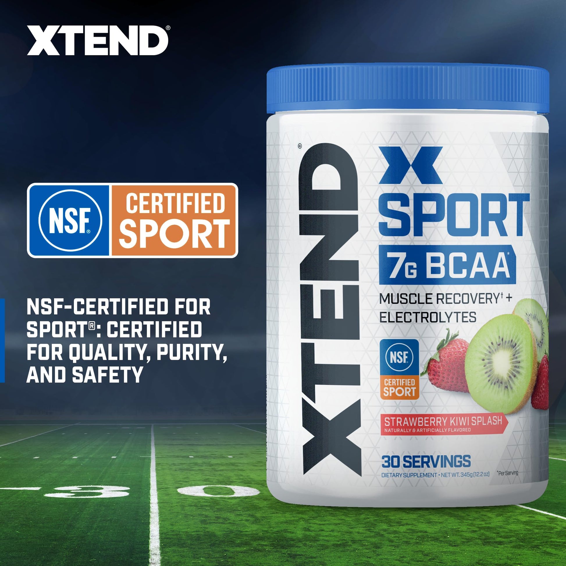 XTEND Sport BCAA Powder Strawberry Kiwi Splash - Electrolyte Powder for Recovery & Hydration with Amino Acids - 30 Servings - Fresh Hearth