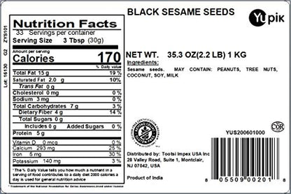 Yupik Raw Black Sesame Seeds, 2.2 lb (35.2 oz), Gluten - Free, Kosher, Vegan, Natural Black Seeds, Unroasted, Unsalted, Plant - Based Protein, Source of Fiber, Iron & Calcium, Ideal for Cooking & Baking - Fresh Hearth