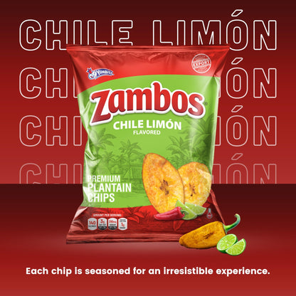 Zambos Plantain Chips Chile Limon Multipack, 1 oz Bags (Pack of 18) - Fresh Hearth