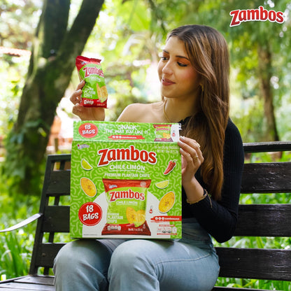 Zambos Plantain Chips Chile Limon Multipack, 1 oz Bags (Pack of 18) - Fresh Hearth