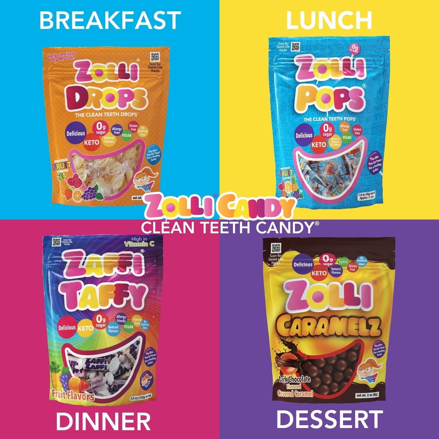 Zollipops Gabby's Dollhouse Variety Pack - Mixed Fruit Flavored Lollipops, Ball Popz, and Zaffi Taffy - Three 5 Oz. Bags for Sweet and Fun Treats - Fresh Hearth