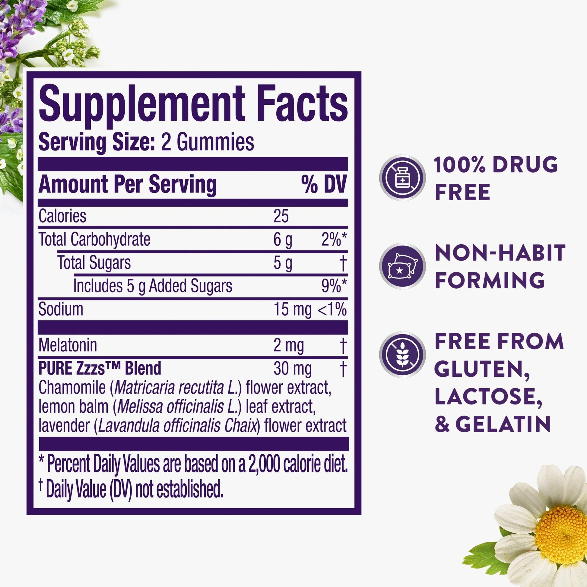 ZzzQuil PURE Zzzs Melatonin Gummies, Sleep Aid, Melatonin 2mg, with Chamomile & Lavender, Melatonin Sleep Gummies, Sleep Aids for Adults, Wildberry Vanilla Flavored, 72 Sleep Gummies - Fresh Hearth