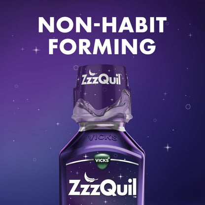 ZzzQuil, Sleep Aid, Nighttime Sleep Aid Liquid, 50 mg Diphenhydramine HCl, Fall Asleep Fast, Non - Habit Forming, Warming Berry Flavor, 12 FL OZ (Pack of 2) - Fresh Hearth