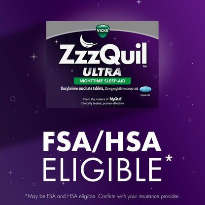 ZzzQuil ULTRA, Sleep Aid, Doxylamine Succinate 25mg, Sleep Aids for Adults, Nighttime Sleep Aid, 48 Tablets - Fresh Hearth