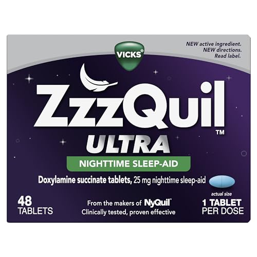 ZzzQuil ULTRA, Sleep Aid, Doxylamine Succinate 25mg, Sleep Aids for Adults, Nighttime Sleep Aid, 48 Tablets - Fresh Hearth